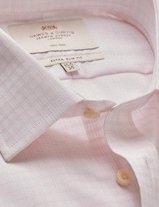 Non-Iron Pink & White Check Extra Slim Shirt-preview1