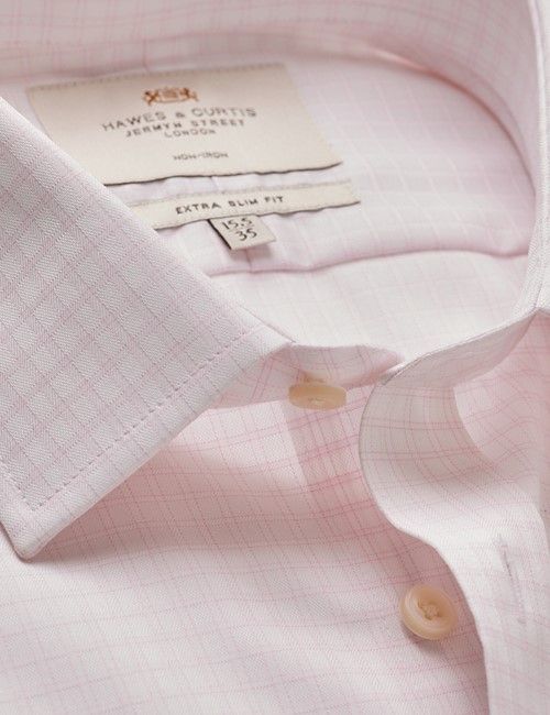 Non-Iron Pink & White Check Extra Slim Shirt-preview