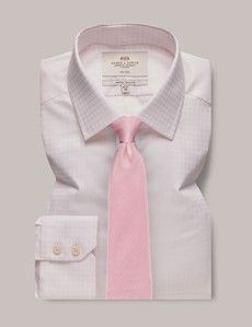 Non-Iron Pink & White Check Extra Slim Shirt