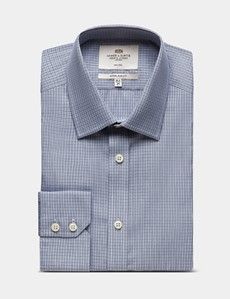Extra Slim Fit Navy & White Small Check Non-Iron Shirt