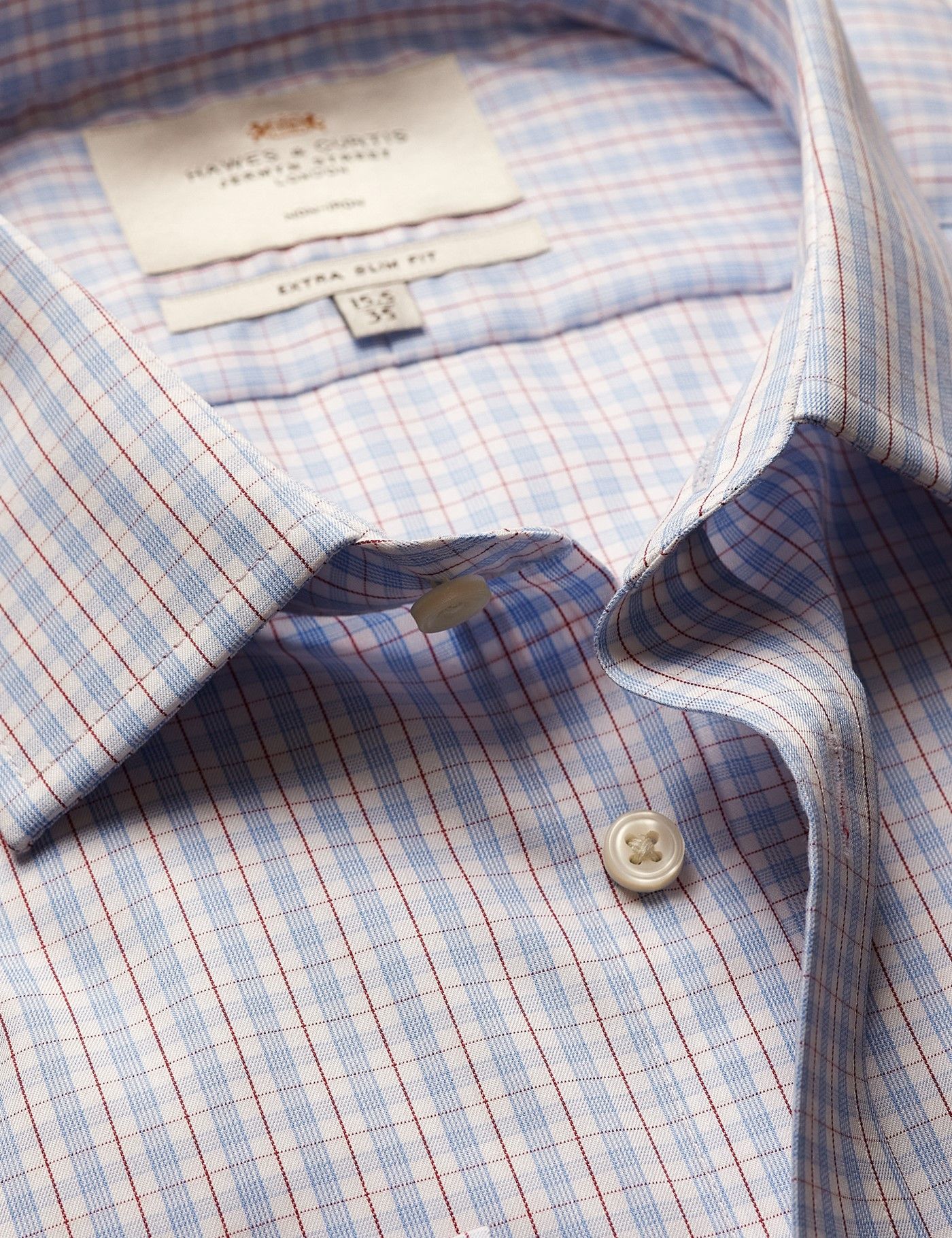 Extra Slim Fit Blue & Red Check Non-Iron Shirt