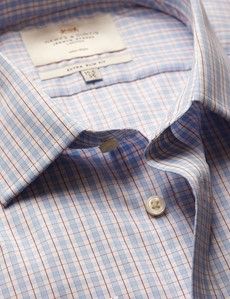 Extra Slim Fit Blue & Red Check Non-Iron Shirt