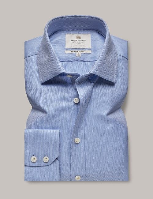 Blue Herringbone Extra Slim Shirt-preview