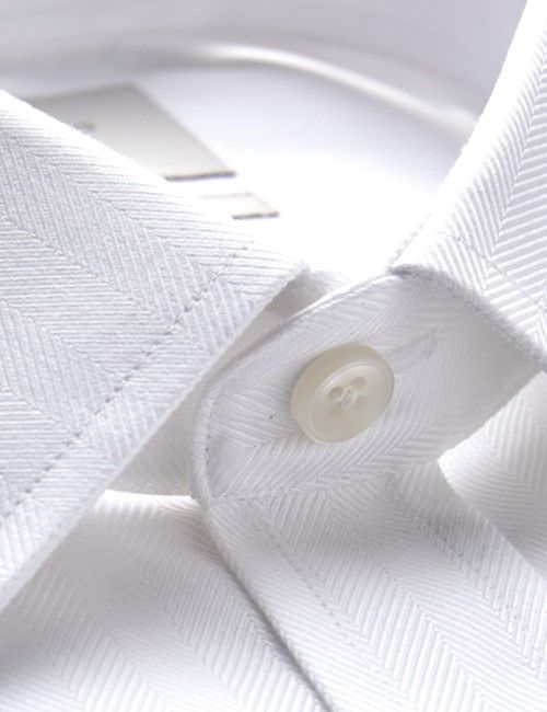 White Herringbone Extra Slim Shirt