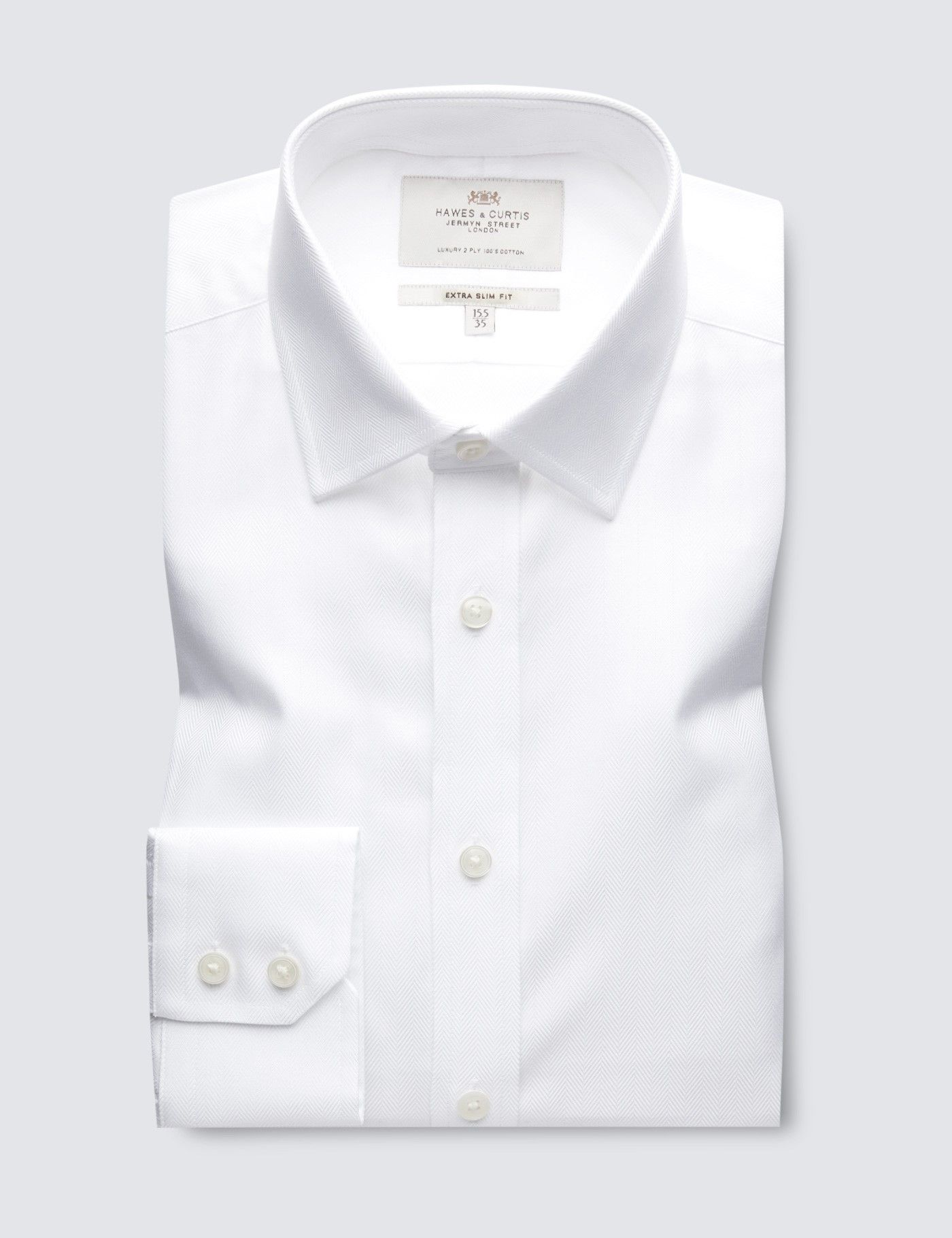 Extra Slim Fit White Herringbone Shirt-preview