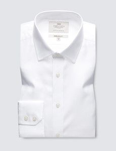 Extra Slim Fit White Herringbone Shirt