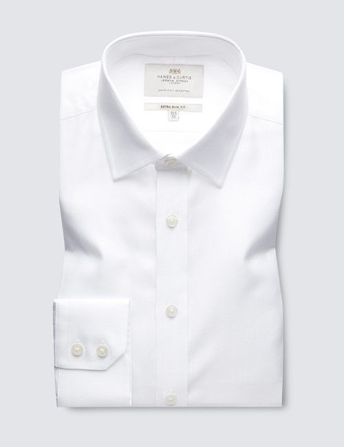 White Herringbone Extra Slim Shirt-preview