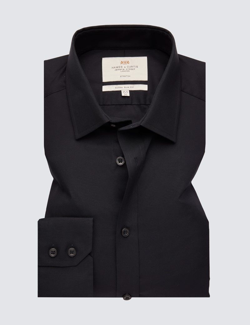 Black Slim Stretch Shirt | Hawes and Curtis