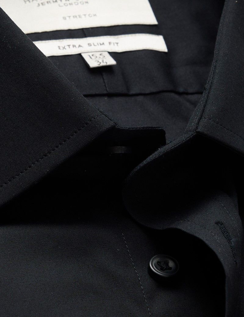 Black Slim Stretch Shirt | Hawes and Curtis