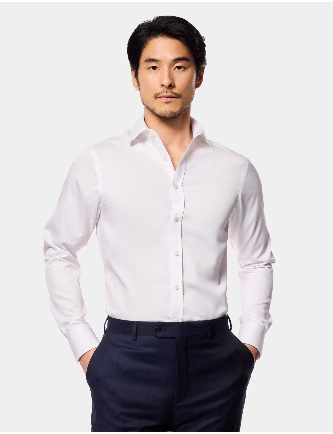 slim fit dress slacks Mens Twill Spread Collar NON IRON Extra Slim Fit – A . I . S T O N E main image 1