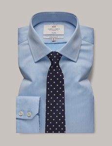 Extra Slim Fit Blue Pique Non-Iron Shirt