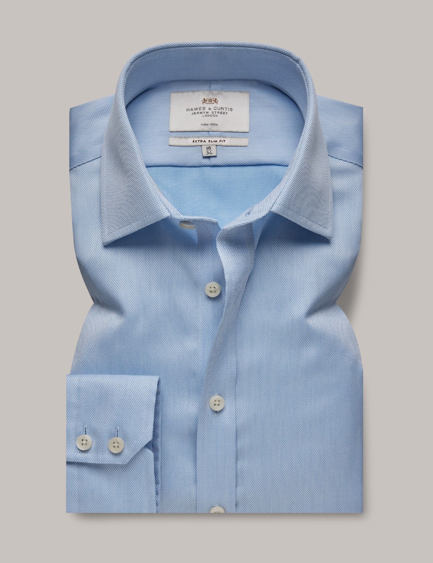 Extra Slim Fit Blue Pique Non-Iron Shirt-preview