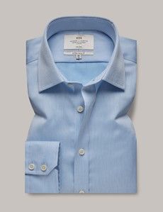 Extra Slim Fit Blue Pique Non-Iron Shirt