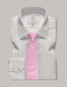 Extra Slim Fit White Pique Non-Iron Shirt