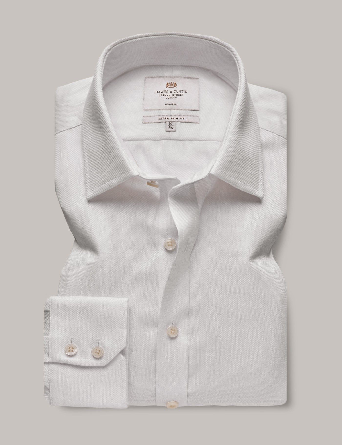 Extra Slim Fit White Pique Non-Iron Shirt-preview