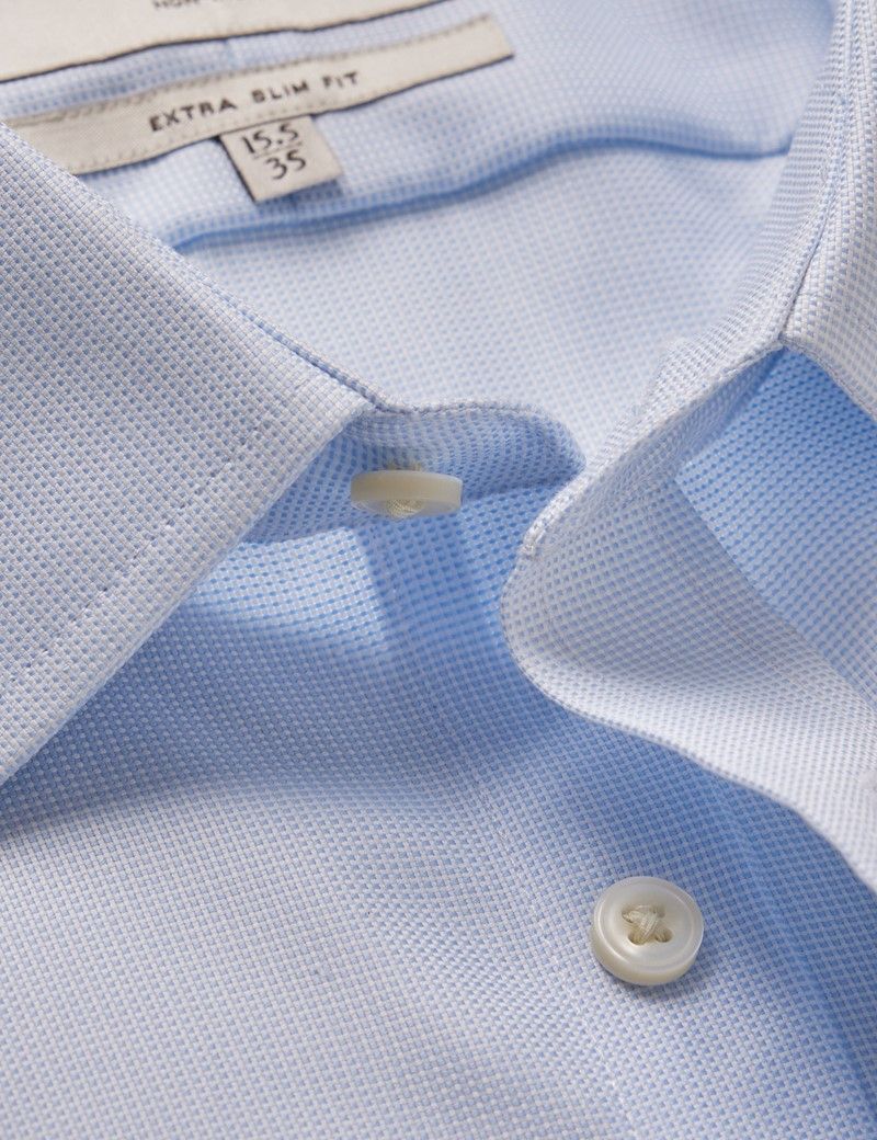 Men's Non-Iron Blue & White Pick and Pick Extra Slim Shirt | Hawes and ...