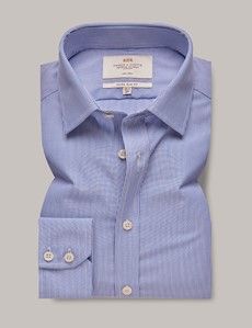 Non-Iron Blue & White Stripe Extra Slim Shirt-preview1