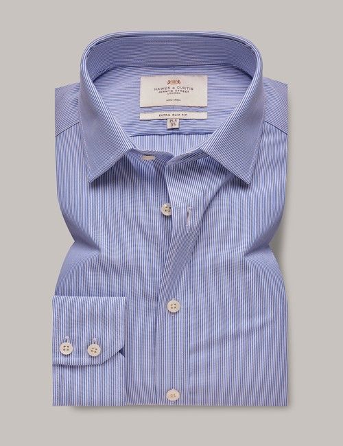 Non-Iron Blue & White Stripe Extra Slim Shirt-preview