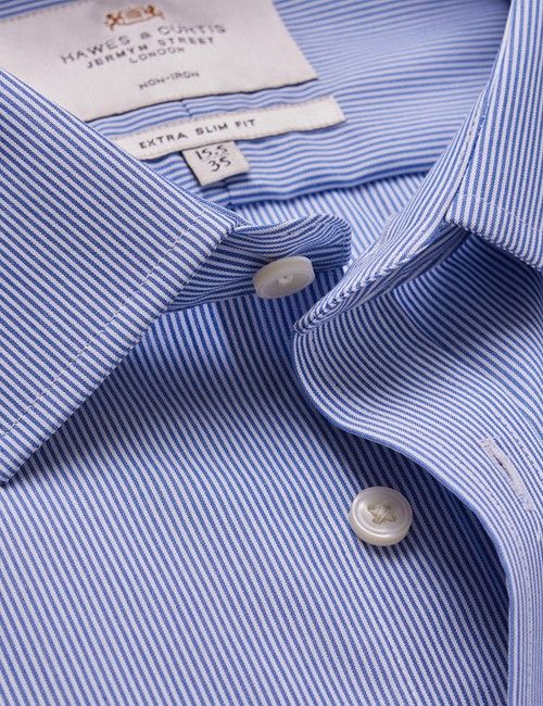 Non-Iron Blue & White Stripe Extra Slim Shirt