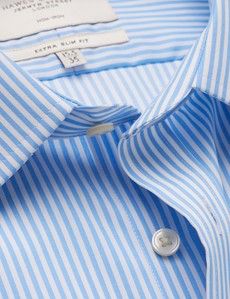 Extra Slim Fit Blue & White Bengal Stripe Twill Non-Iron Shirt