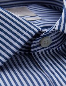 Extra Slim Fit Navy & White Bengal Stripe Twill Non-Iron Shirt