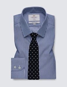 Extra Slim Fit Navy & White Bengal Stripe Twill Non-Iron Shirt