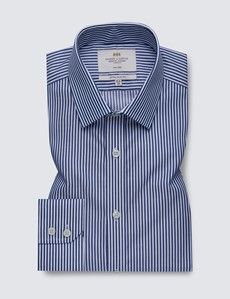 Extra Slim Fit Navy & White Bengal Stripe Twill Non-Iron Shirt