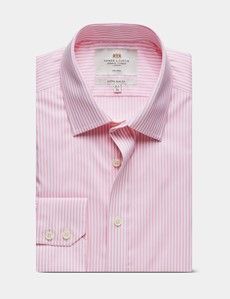 Extra Slim Fit Pink & White Bengal Stripe Twill Non-Iron Shirt