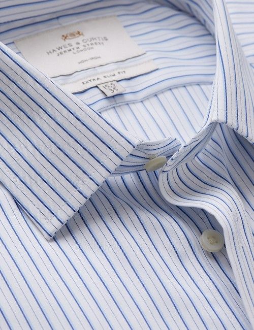Non-Iron Blue & White Multi Stripe Extra Slim Shirt