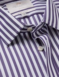 Extra Slim Fit Purple & White Bold Stripe Non-Iron Shirt