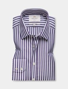 Extra Slim Fit Purple & White Bold Stripe Non-Iron Shirt-preview1