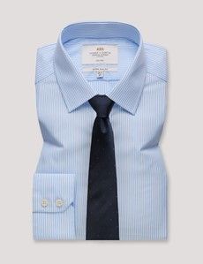 Extra Slim Fit Blue & White Fine Stripe Non-Iron Shirt