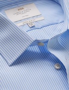 Extra Slim Fit Blue & White Fine Stripe Non-Iron Shirt