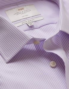 Extra Slim Fit Lilac & White Fine Stripe Non-Iron Shirt