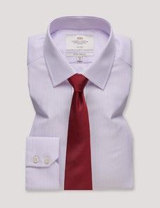 Extra Slim Fit Lilac & White Fine Stripe Non-Iron Shirt