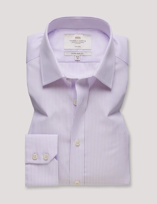 Non-Iron Lilac & White Fine Stripe Extra Slim Fit Shirt-preview