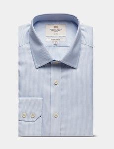 Extra Slim Fit Blue & White Textured Stripe Non-Iron Shirt