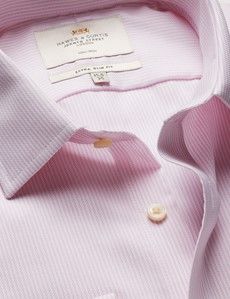 Extra Slim Fit Pink & White Textured Stripe Non-Iron Shirt