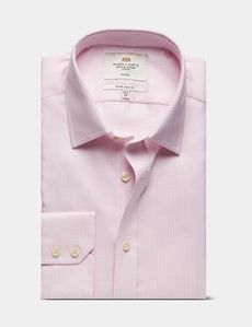 Extra Slim Fit Pink & White Textured Stripe Non-Iron Shirt