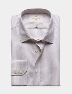 Extra Slim Fit Beige & Grey Multi Stripe Non-Iron Shirt