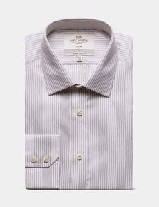 Extra Slim Fit Beige & Grey Multi Stripe Non-Iron Shirt