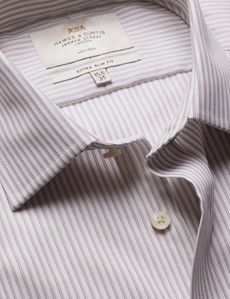 Extra Slim Fit Beige & Grey Multi Stripe Non-Iron Shirt