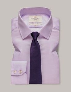Non-Iron Lilac & White Textured Weave Extra Slim Shirt-preview2