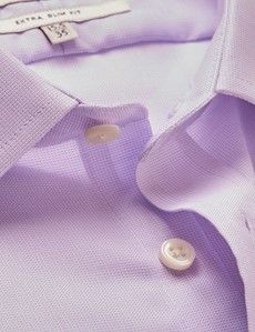 Non-Iron Lilac & White Textured Weave Extra Slim Shirt