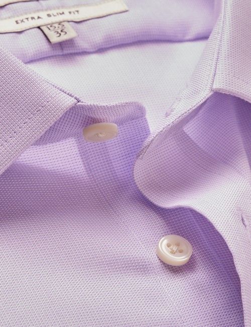 Non-Iron Lilac & White Textured Weave Extra Slim Shirt