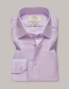 Non-Iron Lilac & White Textured Weave Extra Slim Shirt-preview1
