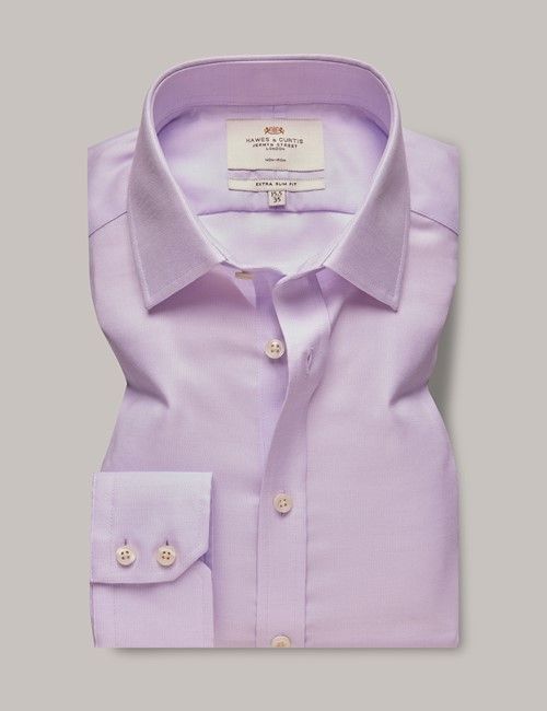Non-Iron Lilac & White Textured Weave Extra Slim Shirt-preview