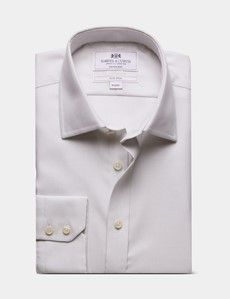 Extra Slim Fit Grey & White Textured Weave Non-Iron Shirt