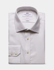 Extra Slim Fit Grey & White Textured Weave Non-Iron Shirt