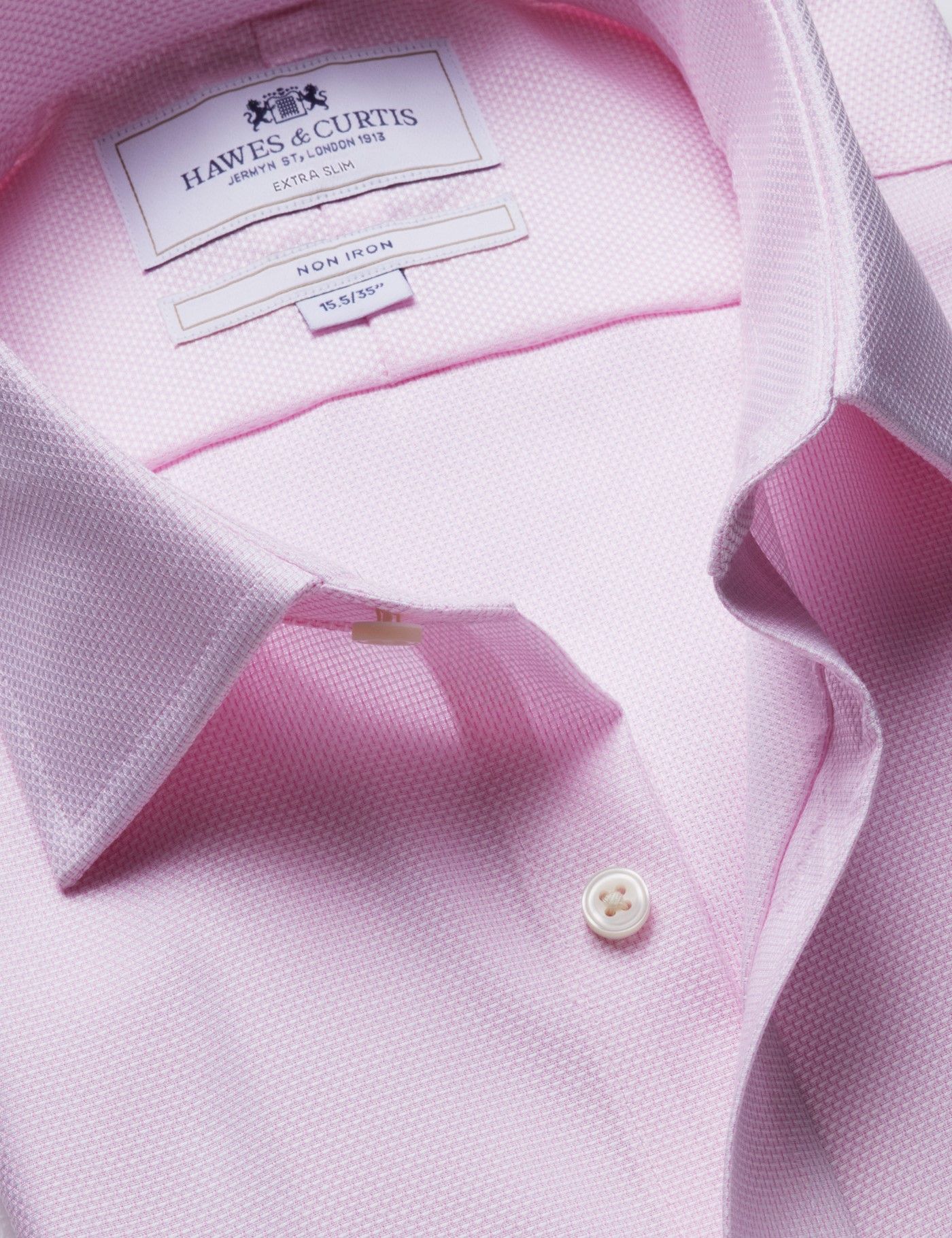 hawes and curtis dress shirt Classic Fit Royal & White Textured Weave Non-Iron Shirt